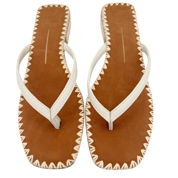 Dolce Vita Barty Thong Flip Flop Sandals in Ivory Leather Shoes Size US 9.5 - Picture 2 of 11